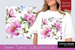 Spring Flowers Square Tshirt Background - Floral PNG Product Image 1
