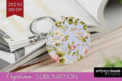 Spring Flowers Keychain PNG - Floral Keychain Sublimation Product Image 1
