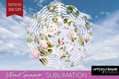 Spring Flowers Wind Spinner Sublimation PNG - Floral Round Product Image 1