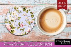 Spring Flowers Round Coaster - Floral Coaster PNG Product Image 1