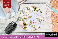 Spring Flowers Car Coaster - Floral Coaster PNG Sublimation Product Image 1
