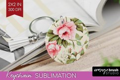 Spring Flowers Keychain PNG - Floral Keychain Sublimation Product Image 1