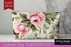 Spring Flowers Cosmetic Bag - Floral Makeup Bag PNG Product Image 1