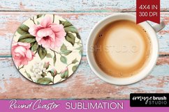 Spring Flowers Round Coaster - Floral Coaster PNG Product Image 1