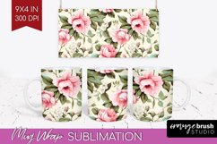 Spring Flowers Mug Wrap - Floral Mug PNG Sublimation Product Image 1
