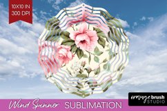 Spring Flowers Wind Spinner Sublimation PNG - Floral Round Product Image 1