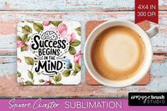 Inspirational Quote Square Coaster - Floral Coaster PNG Product Image 1