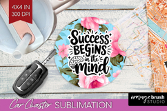 Inspirational Quote Car Coaster - Floral Coaster PNG Product Image 1