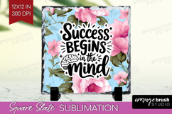 Inspirational Quote Slate PNG - Floral Square Slate Product Image 1