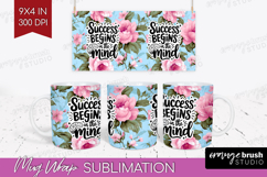 Inspirational Quote Mug Wrap - Floral Mug PNG Sublimation Product Image 1
