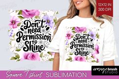 Inspirational Quote Square Tshirt Background - Floral PNG Product Image 1