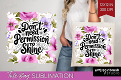 Inspirational Quote Tote Bag - Floral Tote Bag PNG Product Image 1