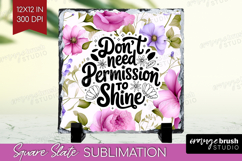 Inspirational Quote Slate PNG - Floral Square Slate Product Image 1