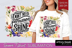 Inspirational Quote Square Tshirt Background - Floral PNG Product Image 1