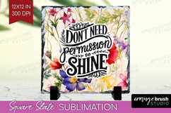 Inspirational Quote Slate PNG - Floral Square Slate Product Image 1