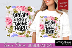 Inspirational Quote Square Tshirt Background - Floral PNG Product Image 1