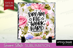 Inspirational Quote Slate PNG - Floral Square Slate Product Image 1