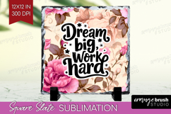 Inspirational Quote Slate PNG - Floral Square Slate Product Image 1