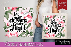 Inspirational Quote Tote Bag - Floral Tote Bag PNG Product Image 1