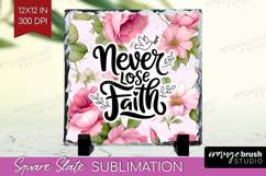 Inspirational Quote Slate PNG - Floral Square Slate Product Image 1