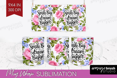 Inspirational Quote Mug Wrap - Floral Mug PNG Sublimation Product Image 1