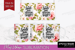 Inspirational Quote Mug Wrap - Floral Mug PNG Sublimation Product Image 1