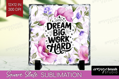 Inspirational Quote Slate PNG - Floral Square Slate Product Image 1