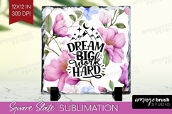 Inspirational Quote Slate PNG - Floral Square Slate Product Image 1