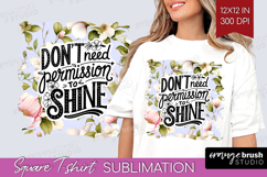 Inspirational Quote Square Tshirt Background - Floral PNG Product Image 1