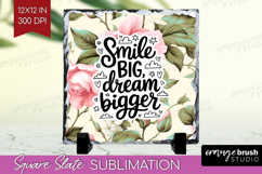 Inspirational Quote Slate PNG - Floral Square Slate Product Image 1