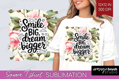 Inspirational Quote Square Tshirt Background - Floral PNG Product Image 1