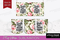 Inspirational Quote Mug Wrap - Floral Mug PNG Sublimation Product Image 1