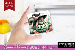 Squirrel Halloween Magnet Sublimation Coquette Square Magnet Product Image 1