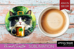 St. Patricks Day Round Coaster - Cute Animals Coaster PNG Product Image 1