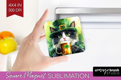 St. Patricks Day Magnet Sublimation - Cute Animals Square Product Image 1