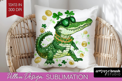 St. Patricks Day Pillow Sublimation - Cute Animals Pillow Product Image 1
