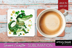 St. Patricks Day Square Coaster - Cute Animals Coaster PNG Product Image 1