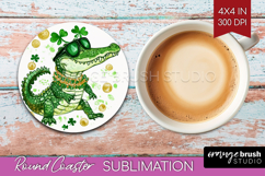 St. Patricks Day Round Coaster - Cute Animals Coaster PNG Product Image 1