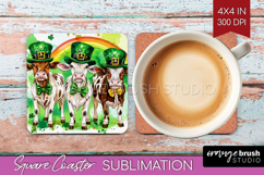 St. Patricks Day Square Coaster - Cute Animals Coaster PNG Product Image 1