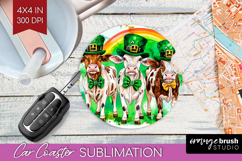 St. Patricks Day Car Coaster - Cute Animals Coaster PNG Product Image 1