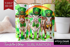 St. Patricks Day Tumbler Wrap - Cute Animals Tumbler PNG Product Image 1