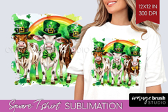 St. Patricks Day Square Tshirt Background - Cute Animals PNG Product Image 1