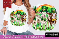 St. Patricks Day Round Tshirt Background - Cute Animals PNG Product Image 1