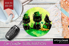 St. Patricks Day Car Coaster - Cute Animals Coaster PNG Product Image 1
