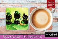 St. Patricks Day Square Coaster - Cute Animals Coaster PNG Product Image 1