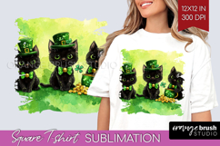 St. Patricks Day Square Tshirt Background - Cute Animals PNG Product Image 1