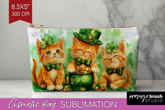 St. Patricks Day Cosmetic Bag - Cute Animals Makeup Bag PNG Product Image 1