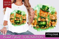 St. Patricks Day Round Tshirt Background - Cute Animals PNG Product Image 1