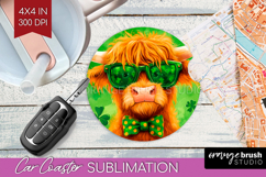 St. Patricks Day Car Coaster - Cute Animals Coaster PNG Product Image 1
