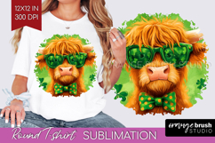 St. Patricks Day Round Tshirt Background - Cute Animals PNG Product Image 1